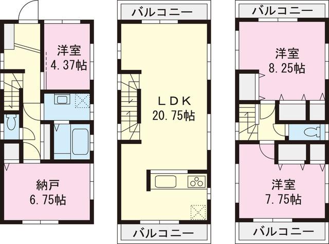 Floor plan. 43,800,000 yen, 3LDK+S, Land area 77.52 sq m , Building area 112.99 sq m