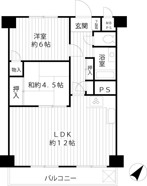 Floor plan. 2LDK, Price 15.8 million yen, Occupied area 59.02 sq m , Balcony area 7.8 sq m floor plan LDK, Western style room, Corridor is the flooring.