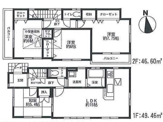 Floor plan. 49,800,000 yen, 4LDK, Land area 113 sq m , Building area 96.06 sq m floor plan
