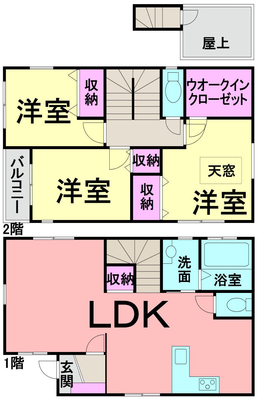 Floor plan. 34,800,000 yen, 3LDK, Land area 102.84 sq m , Building area 85.24 sq m