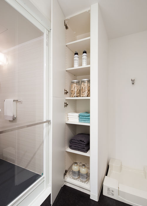 Receipt.  [Linen cabinet (all households)] In vanity room, Towels and detergents, The linen cabinet that can be neatly stored and toiletries were standard equipment.