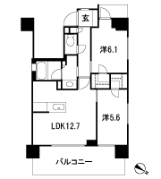 Floor: 2LDK + 2WIC, occupied area: 56.48 sq m
