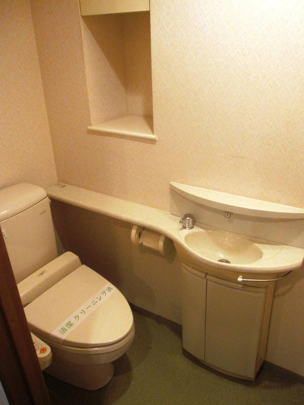 Toilet. Toilet with hand washing faucet.