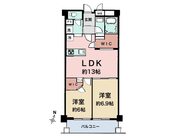 Floor plan. 2LDK, Price 22,900,000 yen, Footprint 60.2 sq m , Clean indoor balcony area 7.7 sq m Fururinobe already! Comfortable air-conditioned new.