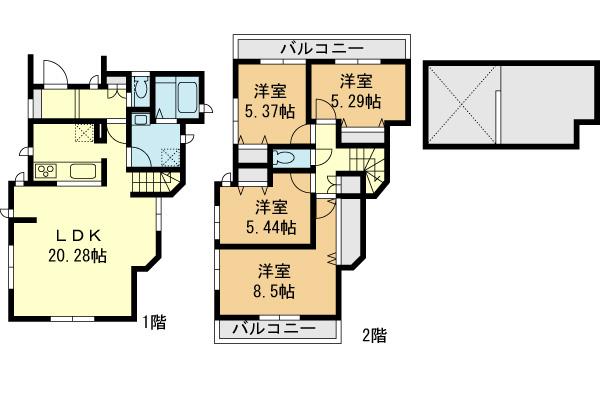 Floor plan. (28 Building), Price 40,800,000 yen, 4LDK+S, Land area 131.79 sq m , Building area 102.38 sq m