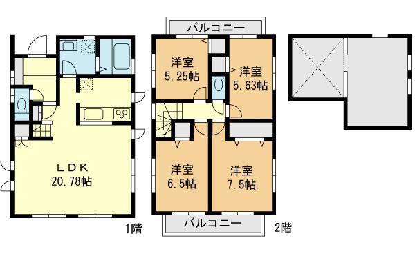 Floor plan. (31 Building), Price 39,800,000 yen, 4LDK+S, Land area 124.57 sq m , Building area 100.19 sq m