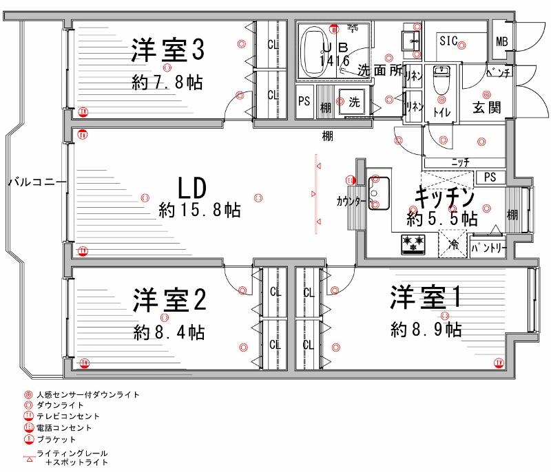 Floor plan. 3LDK, Price 49,900,000 yen, The area occupied 100.8 sq m , Spacious 3LDK of over balcony area 11.88 sq m 100 square meters. Each room also has more than 7 Pledge.