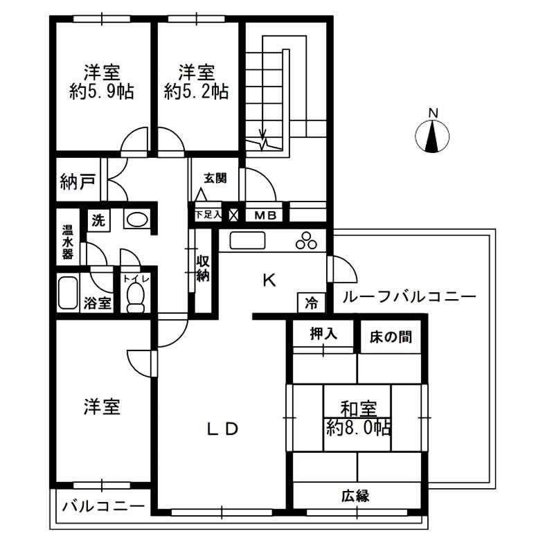 Floor plan. 4LDK, Price 19,800,000 yen, Footprint 100.74 sq m , Balcony area 5.6 sq m floor plan