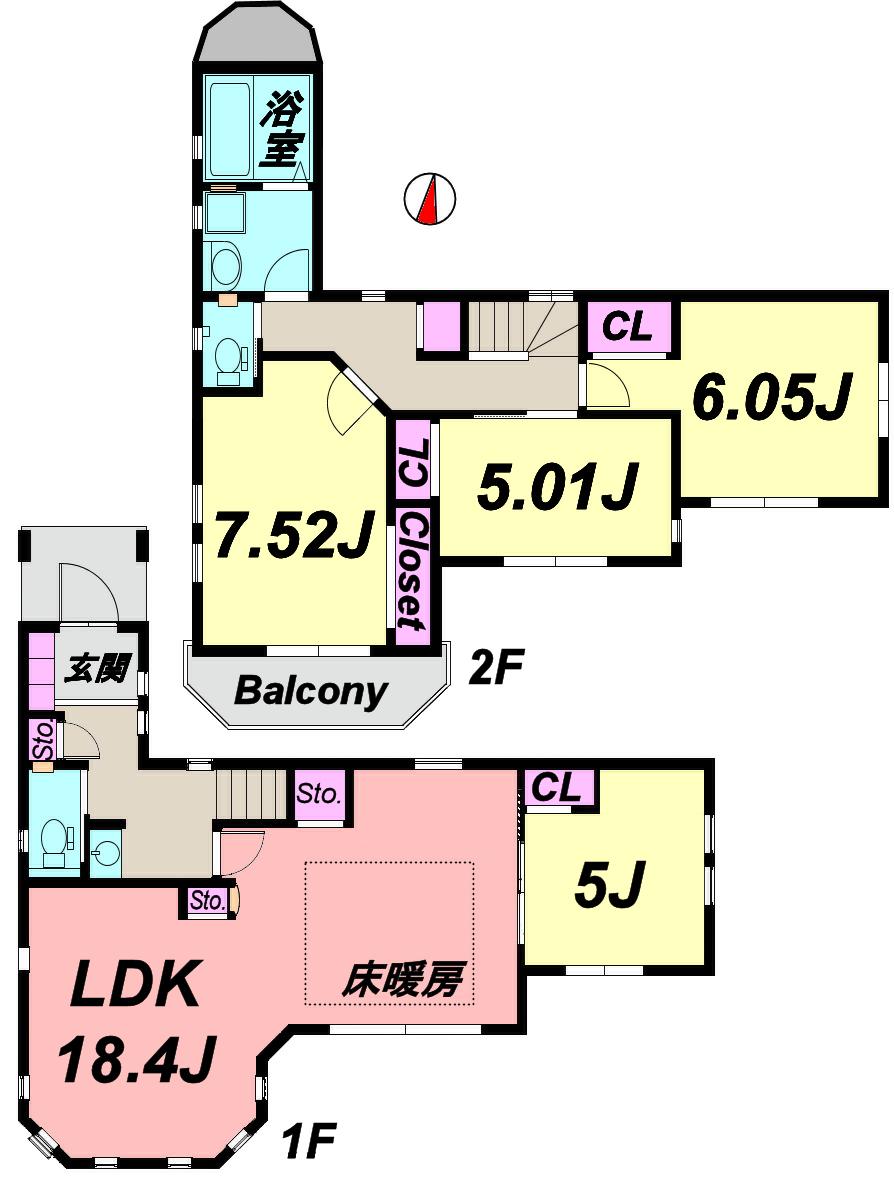 Floor plan. (B Building), Price 52,958,000 yen, 4LDK, Land area 111.55 sq m , Building area 102.36 sq m