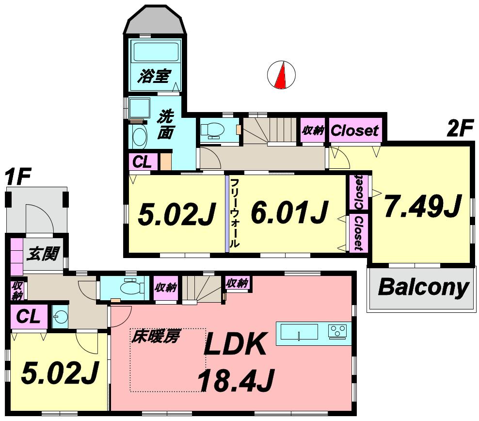 Floor plan. (D Building), Price 54,958,000 yen, 4LDK, Land area 115.38 sq m , Building area 102.33 sq m