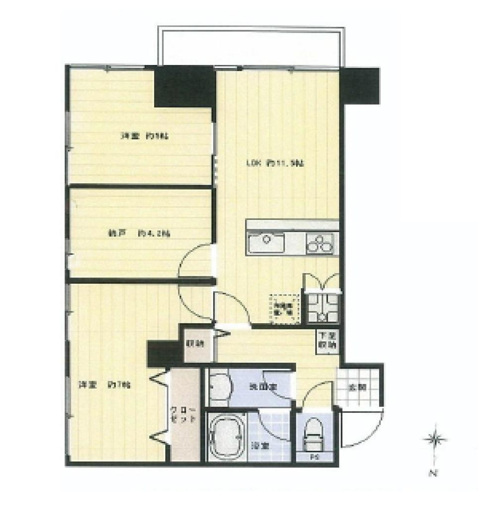 Floor plan. 3LDK, Price 24,800,000 yen, Footprint 58.4 sq m , Balcony area 4.5 sq m