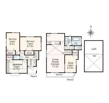 Floor plan. 50,800,000 yen, 2LDK+2S, Land area 113.94 sq m , Building area 95.22 sq m