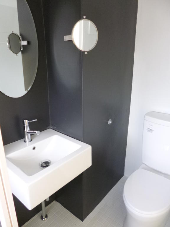 Toilet. European-style sanitary with a combined mirror