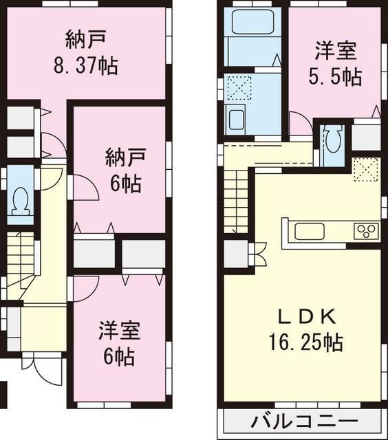 Floor plan. 45,800,000 yen, 2LDK+2S, Land area 93.26 sq m , Building area 96.88 sq m