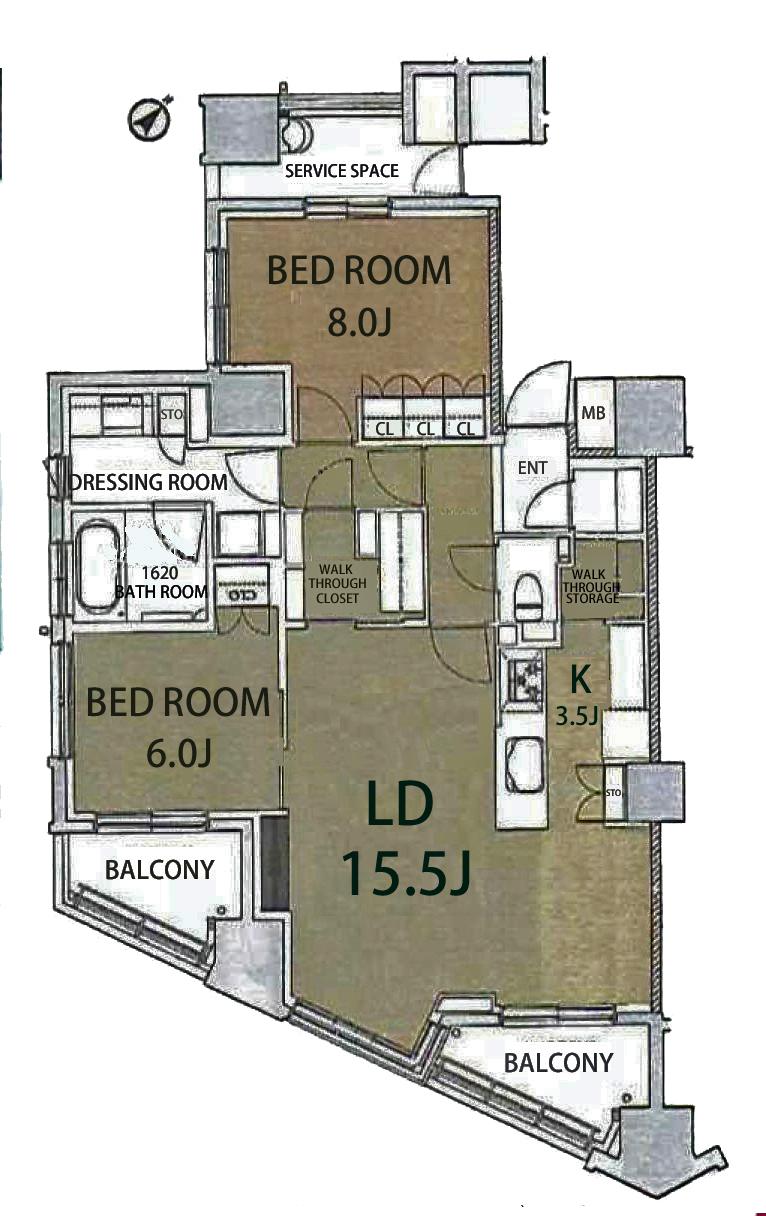 Floor plan. 2LDK, Price 79 million yen, Occupied area 82.67 sq m , Balcony area 10.43 sq m