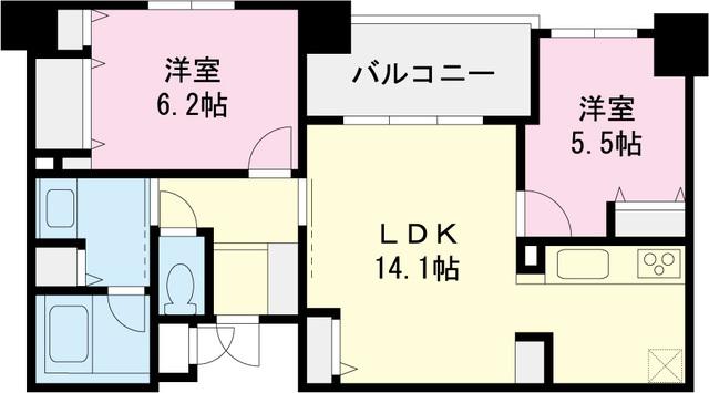 Floor plan. 2LDK, Price 28.8 million yen, Occupied area 59.58 sq m , Balcony area 6.63 sq m