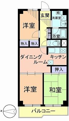 Floor plan. 3DK, Price 25,800,000 yen, Footprint 61.6 sq m