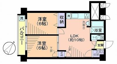 Floor plan. 2LDK, Price 14.3 million yen, Footprint 48.6 sq m , Balcony area 4.5 sq m