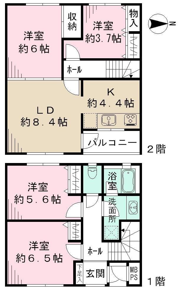 Floor plan. 4LDK, Price 21,800,000 yen, Occupied area 83.09 sq m , Balcony area 3.48 sq m