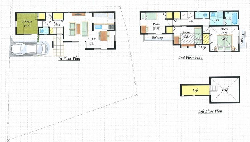 Floor plan. (A Building), Price 37,800,000 yen, 4LDK, Land area 86.52 sq m , Building area 88.69 sq m