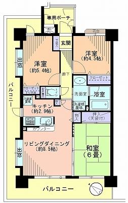 Floor plan. 3LDK, Price 34,200,000 yen, Occupied area 61.11 sq m , Balcony area 26.87 sq m