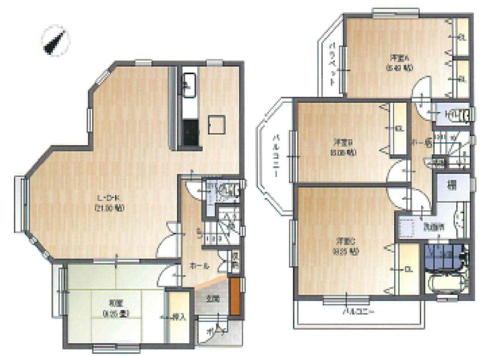Floor plan. (A), Price 36,800,000 yen, 4LDK, Land area 133.08 sq m , Building area 110.54 sq m