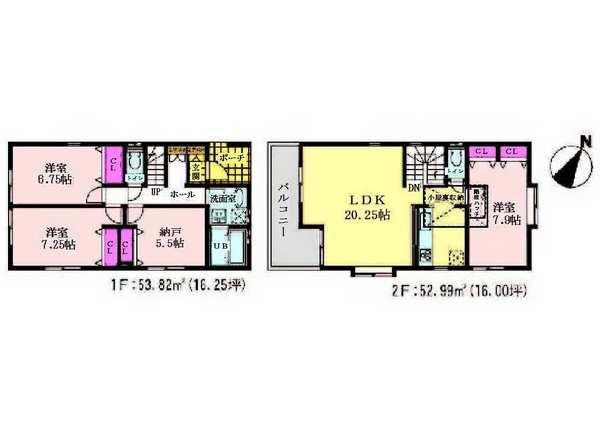 Floor plan. 43,800,000 yen, 3LDK + S (storeroom), Land area 120.59 sq m , Building area 106.81 sq m