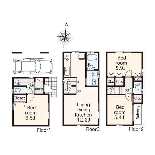 Floor plan. 31,800,000 yen, 3LDK, Land area 48.44 sq m , Building area 82.27 sq m