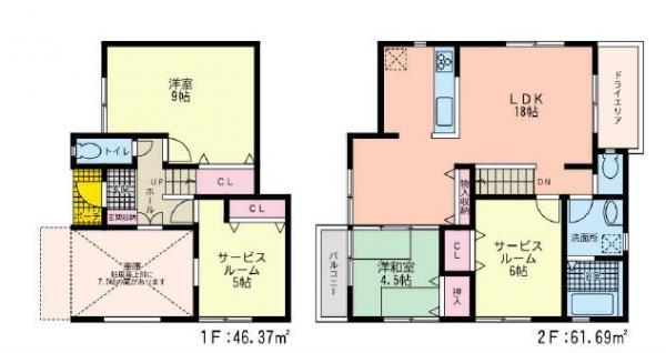 Floor plan. 44,800,000 yen, 2LDK+2S, Land area 142.5 sq m , Building area 108.06 sq m