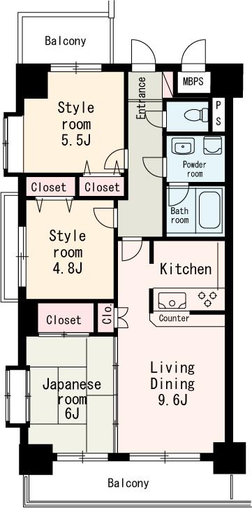 Floor plan. 3LDK, Price 29,800,000 yen, Footprint 66 sq m , Balcony area 11.85 sq m