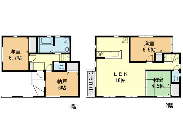 Floor plan. (B Building), Price 43,800,000 yen, 2LDK+S, Land area 116.18 sq m , Building area 107.65 sq m