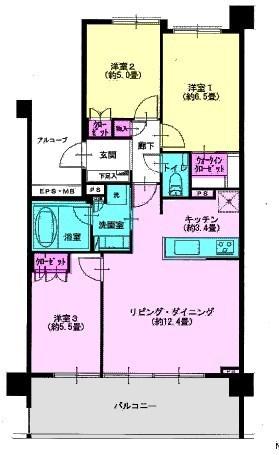 Floor plan. 3LDK, Price 36,900,000 yen, Occupied area 70.25 sq m