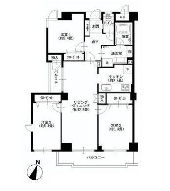 Floor plan. 3LDK, Price 24,900,000 yen, Occupied area 75.21 sq m , Full renovation of the balcony area 9.59 sq m LDK16 Pledge than of enhancement!