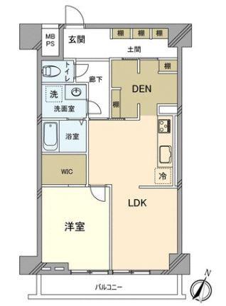 Floor plan. 1LDK, Price 25,950,000 yen, Footprint 49.9 sq m , Balcony area 5.4 sq m