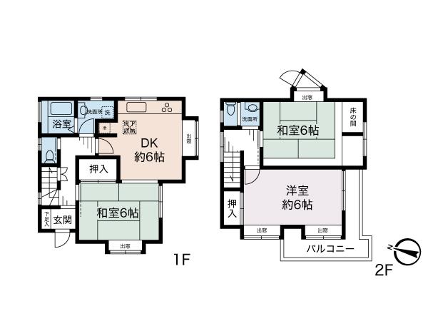 Floor plan. 14.5 million yen, 3DK, Land area 84.69 sq m , Building area 72.45 sq m 3DK All room two-sided lighting