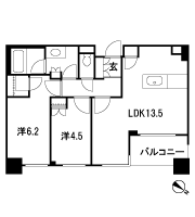 Floor: 2LDK + WIC, the occupied area: 54.82 sq m
