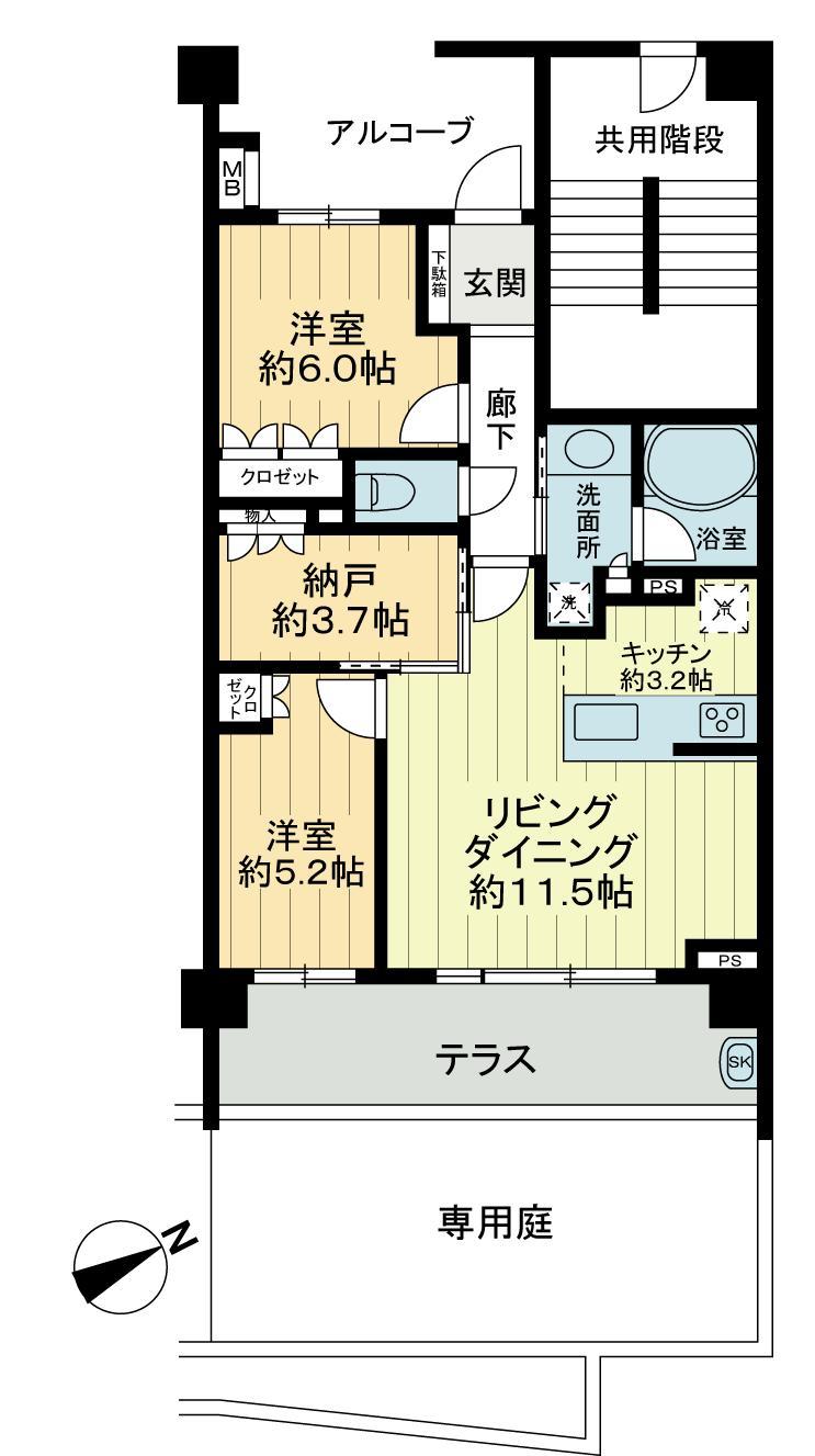Floor plan. 2LDK + S (storeroom), Price 29,800,000 yen, Occupied area 64.95 sq m