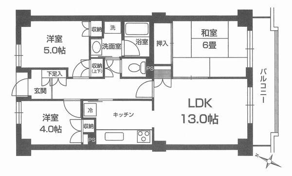 Floor plan. 3LDK, Price 19,800,000 yen, Occupied area 65.26 sq m , Balcony area 7.28 sq m