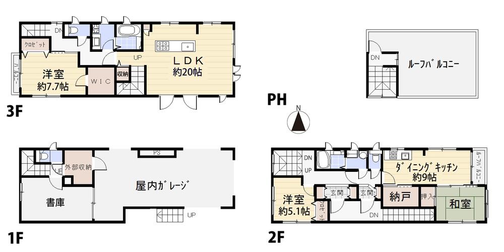 Floor plan. 74,800,000 yen, 4LDDKK + 2S (storeroom), Land area 114.27 sq m , Building area 163.33 sq m