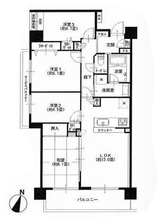 Floor plan. 4LDK, Price 32,900,000 yen, Occupied area 76.07 sq m , Balcony area 12.03 sq m southeast ・ Corner room good per yang