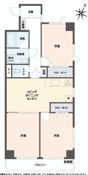 Floor plan. 3LDK, Price 20.8 million yen, Occupied area 61.47 sq m , Balcony area 5.4 sq m