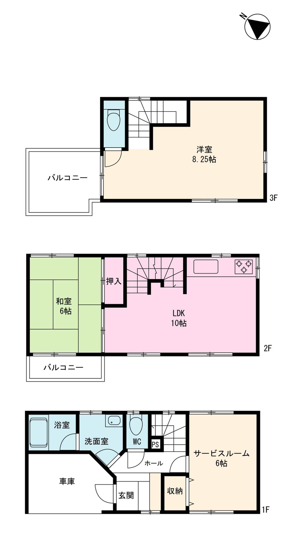 Floor plan. 28.5 million yen, 3LDK, Land area 52.94 sq m , Building area 84.45 sq m