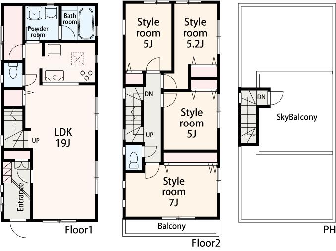 Other building plan example. Building plan example (B No. land) Building price 14,315,000 yen, Building area 99.90 sq m