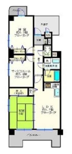 Floor plan. 2LDK+S, Price 29,800,000 yen, Occupied area 61.33 sq m , Balcony area 10.79 sq m