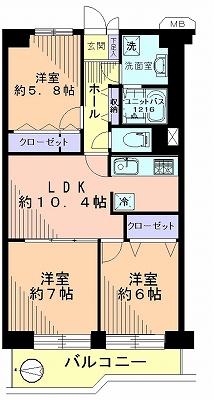Floor plan. 3LDK, Price 29,800,000 yen, Footprint 66 sq m , Balcony area 9.02 sq m