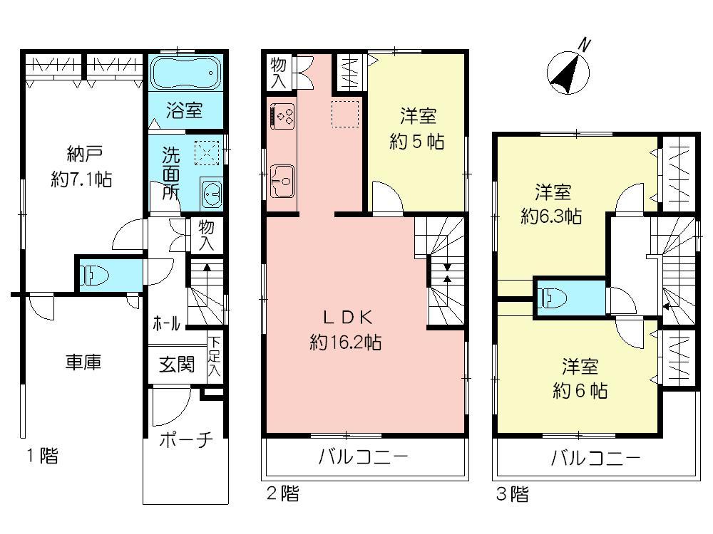 Floor plan. (Building 2), Price 38,800,000 yen (planned), 3LDK+S, Land area 65.6 sq m , Building area 108.19 sq m