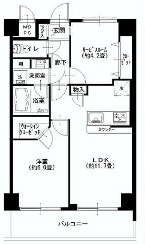 Floor plan. 1LDK+S, Price 25,900,000 yen, Footprint 50.6 sq m , Balcony area 8.05 sq m floor plan.