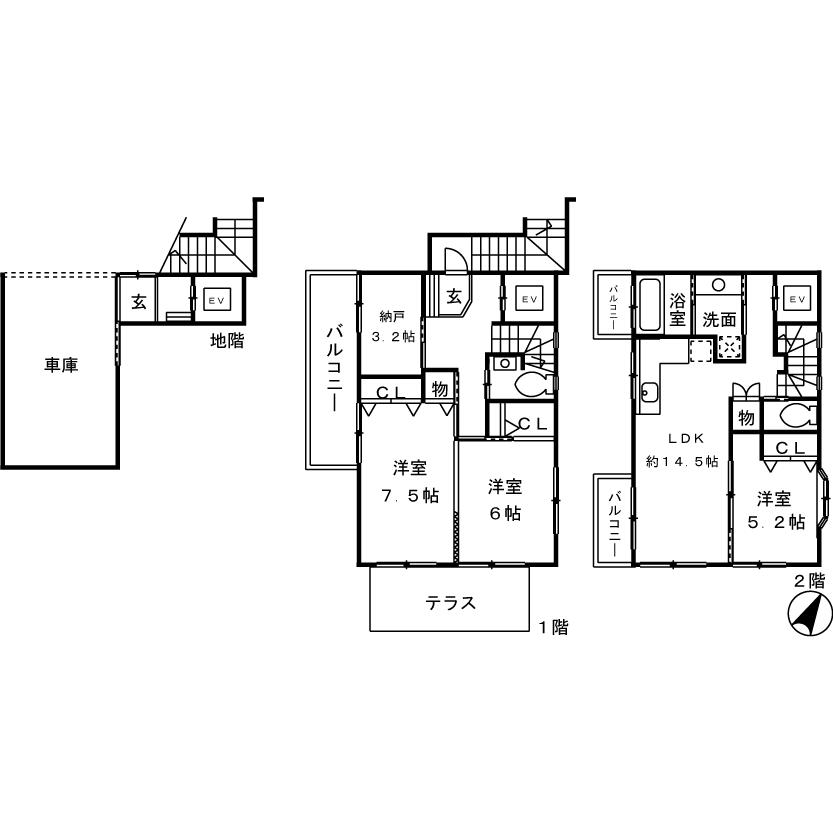 Floor plan. 47,800,000 yen, 3LDK + S (storeroom), Land area 100.99 sq m , Building area 112.21 sq m