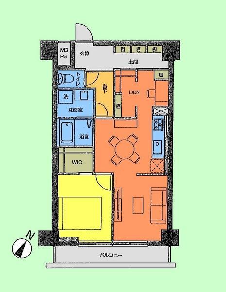 Floor plan. 1LDK, Price 25,950,000 yen, Footprint 49.9 sq m , Balcony area 5.4 sq m