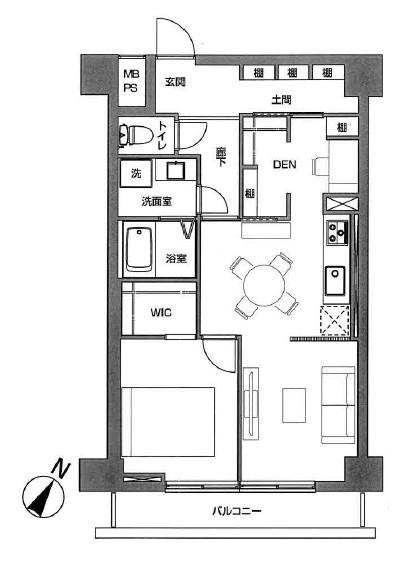 Floor plan. 1LDK, Price 25,950,000 yen, Footprint 49.9 sq m , Balcony area 5.4 sq m